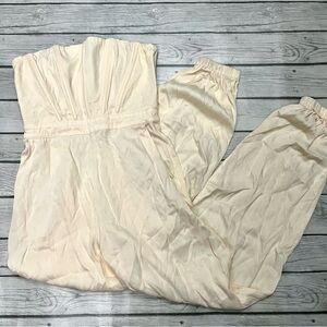 NBD off white cream satin larkin jumpsuit
